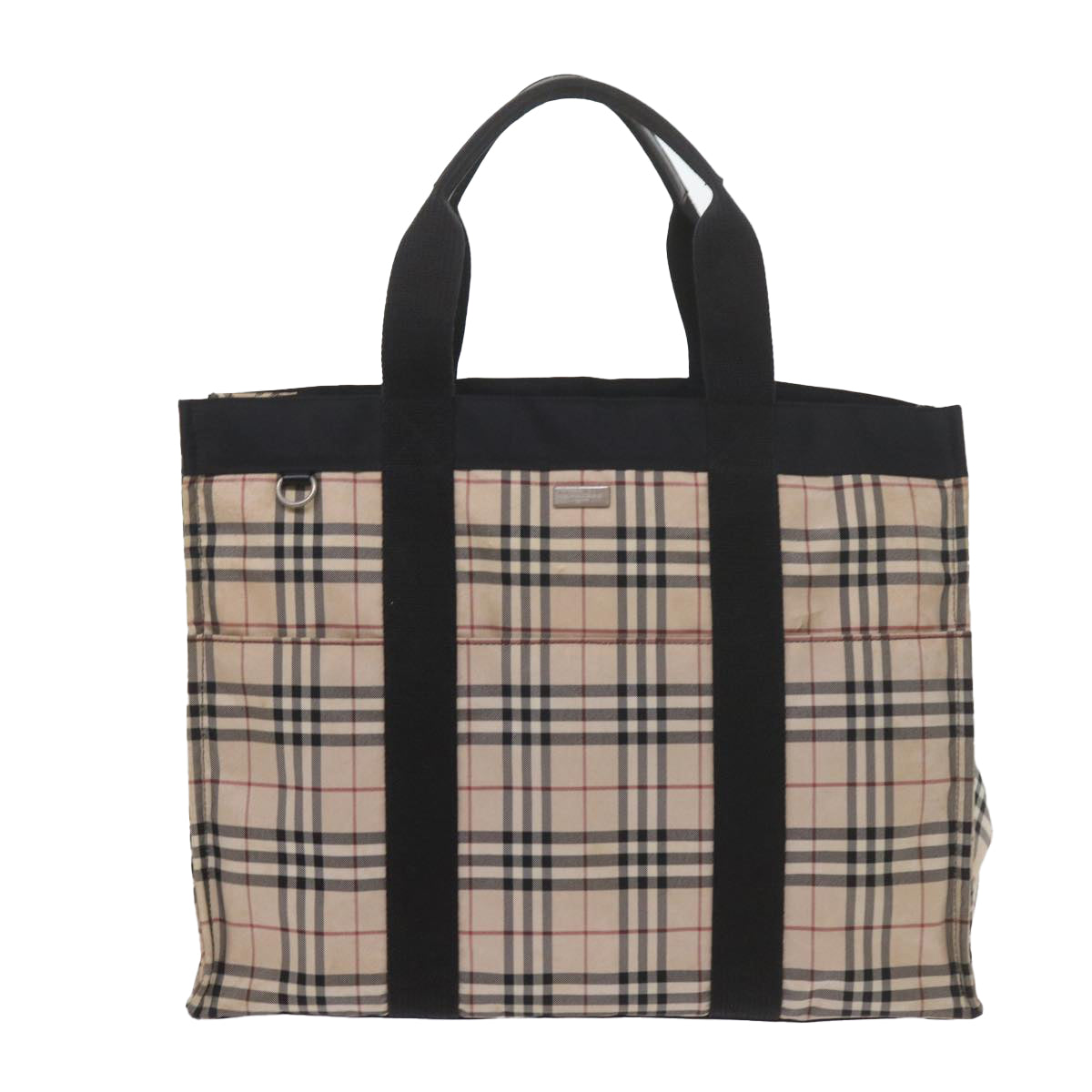 BURBERRY Nova Check Tote Bag Nylon Beige Auth yk9604