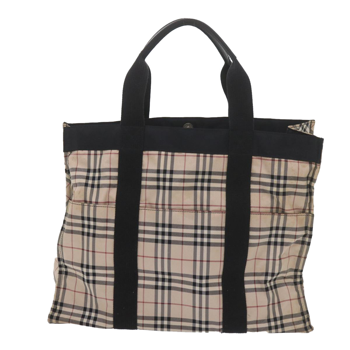 BURBERRY Nova Check Tote Bag Nylon Beige Auth yk9604