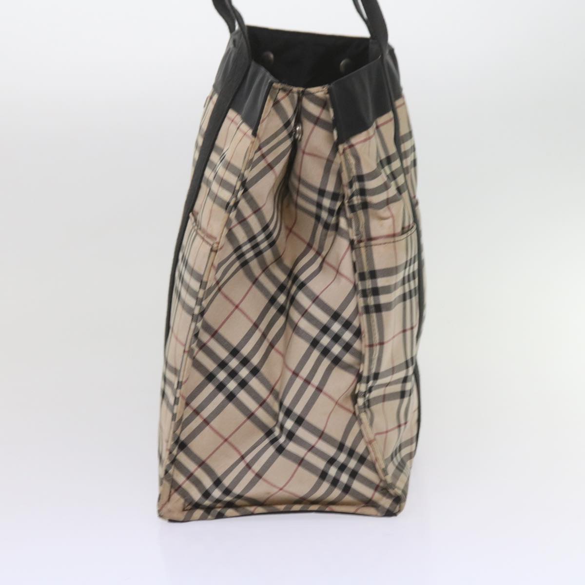 BURBERRY Nova Check Tote Bag Nylon Beige Auth yk9604