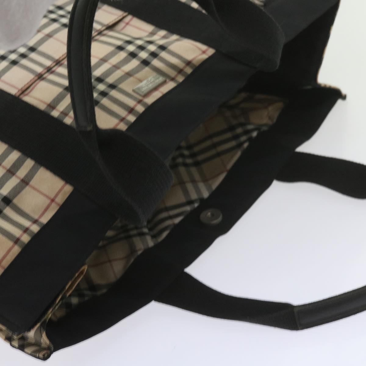 BURBERRY Nova Check Tote Bag Nylon Beige Auth yk9604