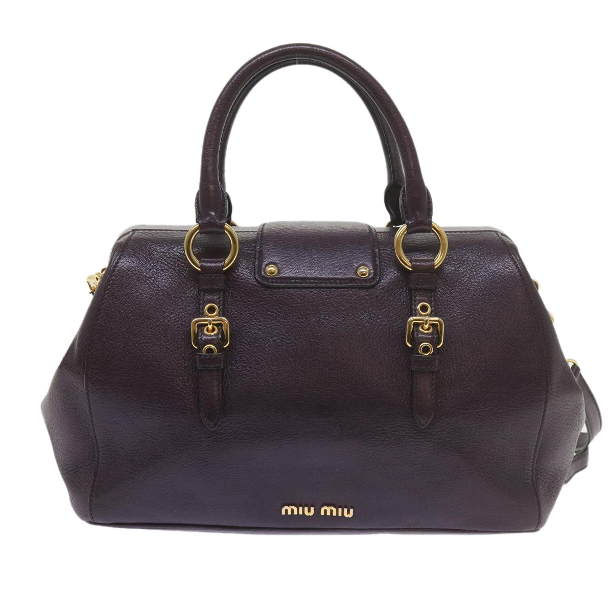 Miu Miu Madras Hand Bag Leather 2way Purple Auth yk9615 - 0