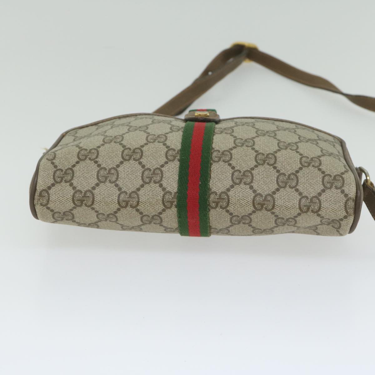 GUCCI GG Supreme Web Sherry Line Shoulder Bag Beige Red 89 02 055 Auth yk9620