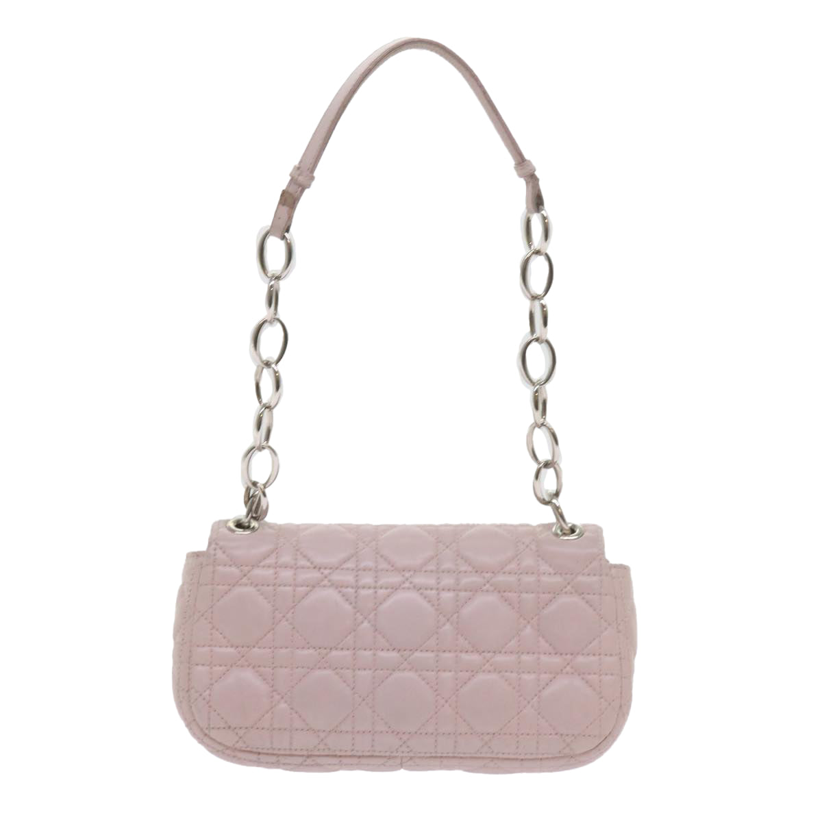 Christian Dior Lady Dior Canage Chain Shoulder Bag Lamb Skin Pink Auth yk9631