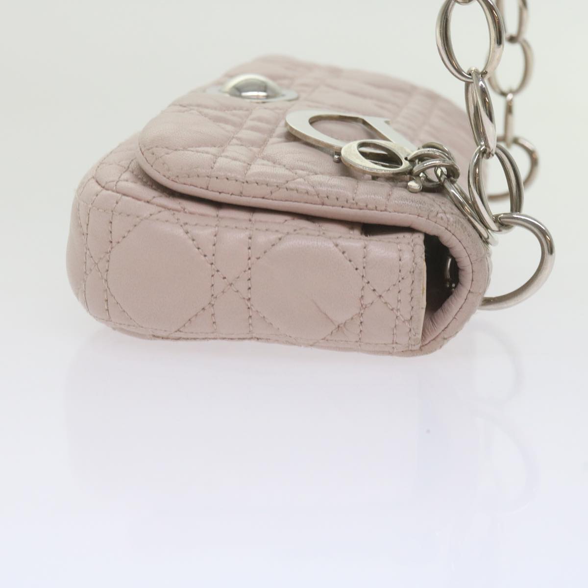 Christian Dior Lady Dior Canage Chain Shoulder Bag Lamb Skin Pink Auth yk9631