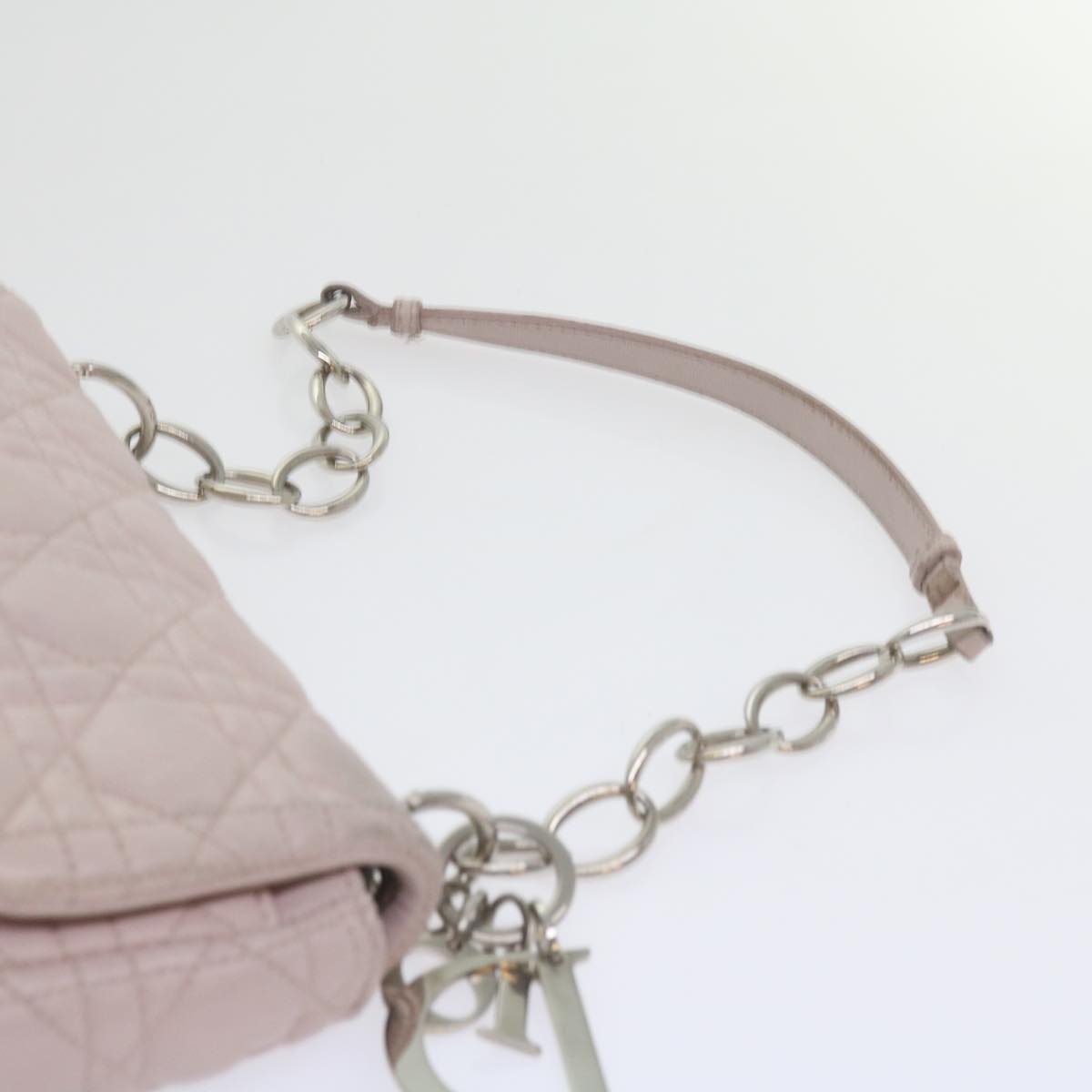 Christian Dior Lady Dior Canage Chain Shoulder Bag Lamb Skin Pink Auth yk9631