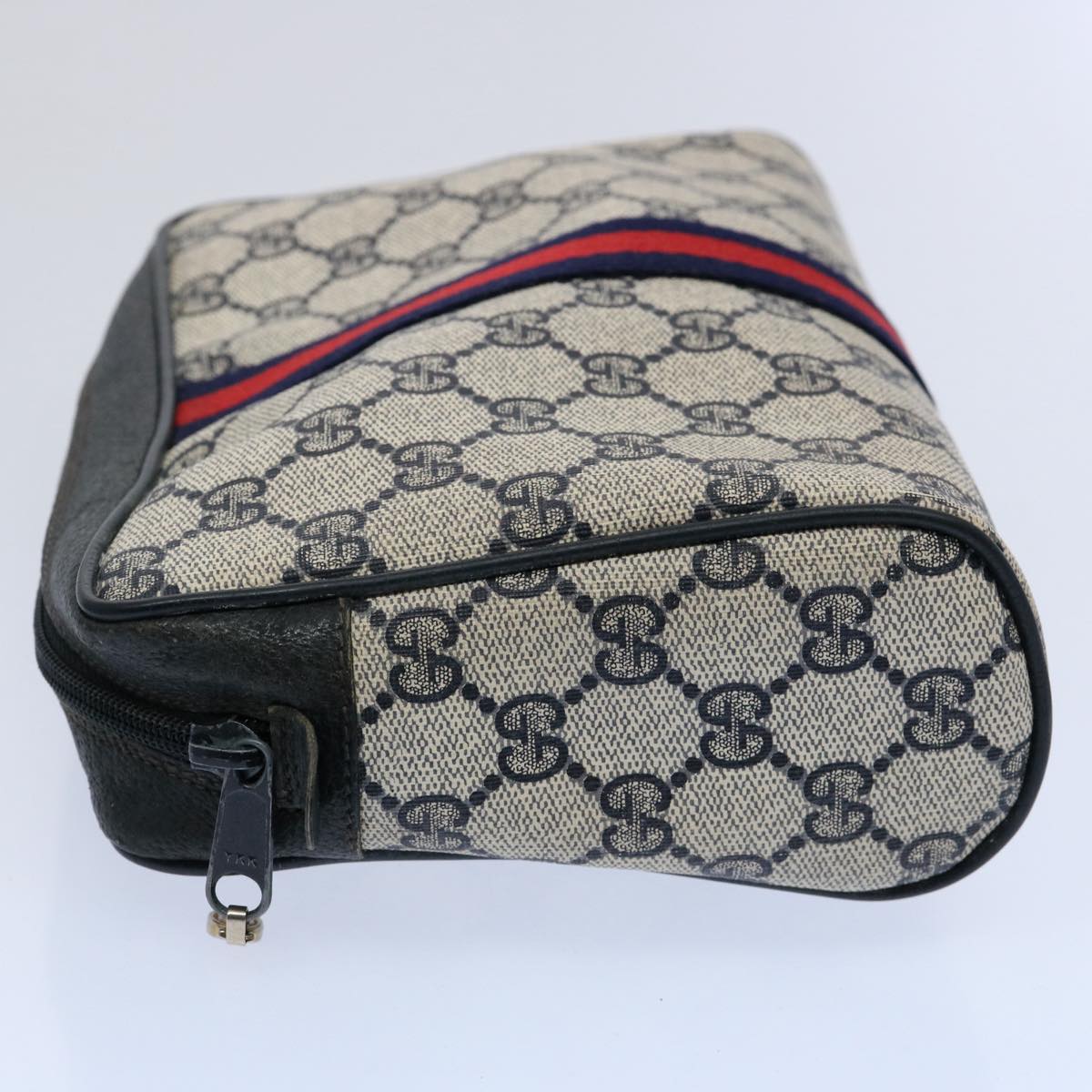 GUCCI GG Supreme Sherry Line Clutch Bag Red Navy 89 01 012 Auth yk9645