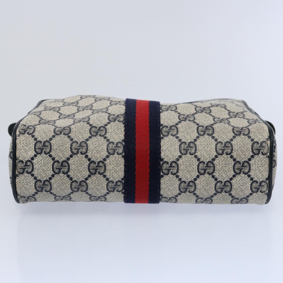 GUCCI GG Supreme Sherry Line Clutch Bag Red Navy 89 01 012 Auth yk9645