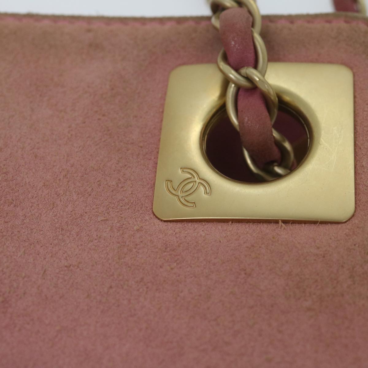 CHANEL Chain Camelia Shoulder Bag Suede Pink CC Auth yk9669