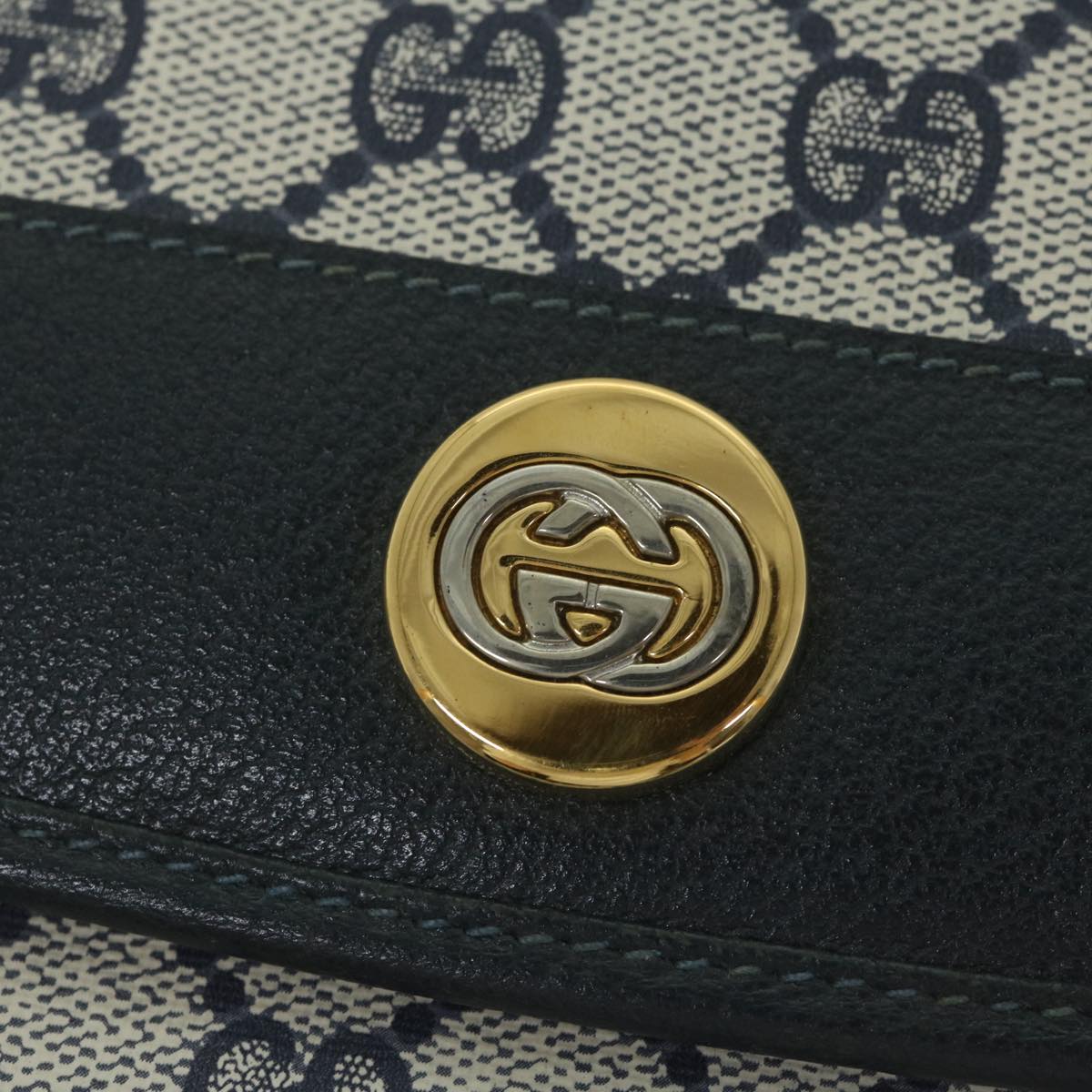 GUCCI GG Supreme Shoulder Bag PVC Leather Navy Auth yk9675