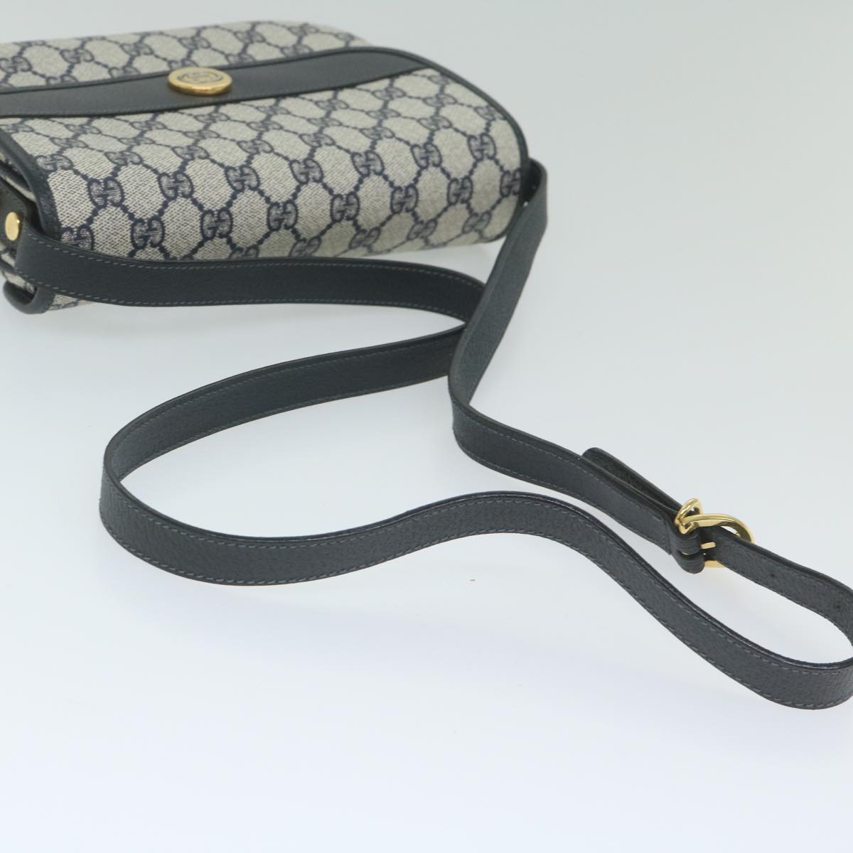 GUCCI GG Supreme Shoulder Bag PVC Leather Navy Auth yk9675