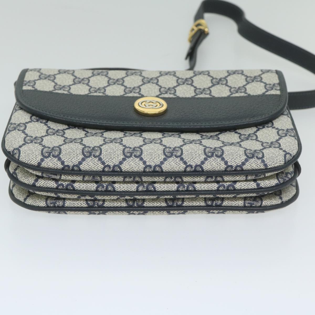 GUCCI GG Supreme Shoulder Bag PVC Leather Navy Auth yk9675