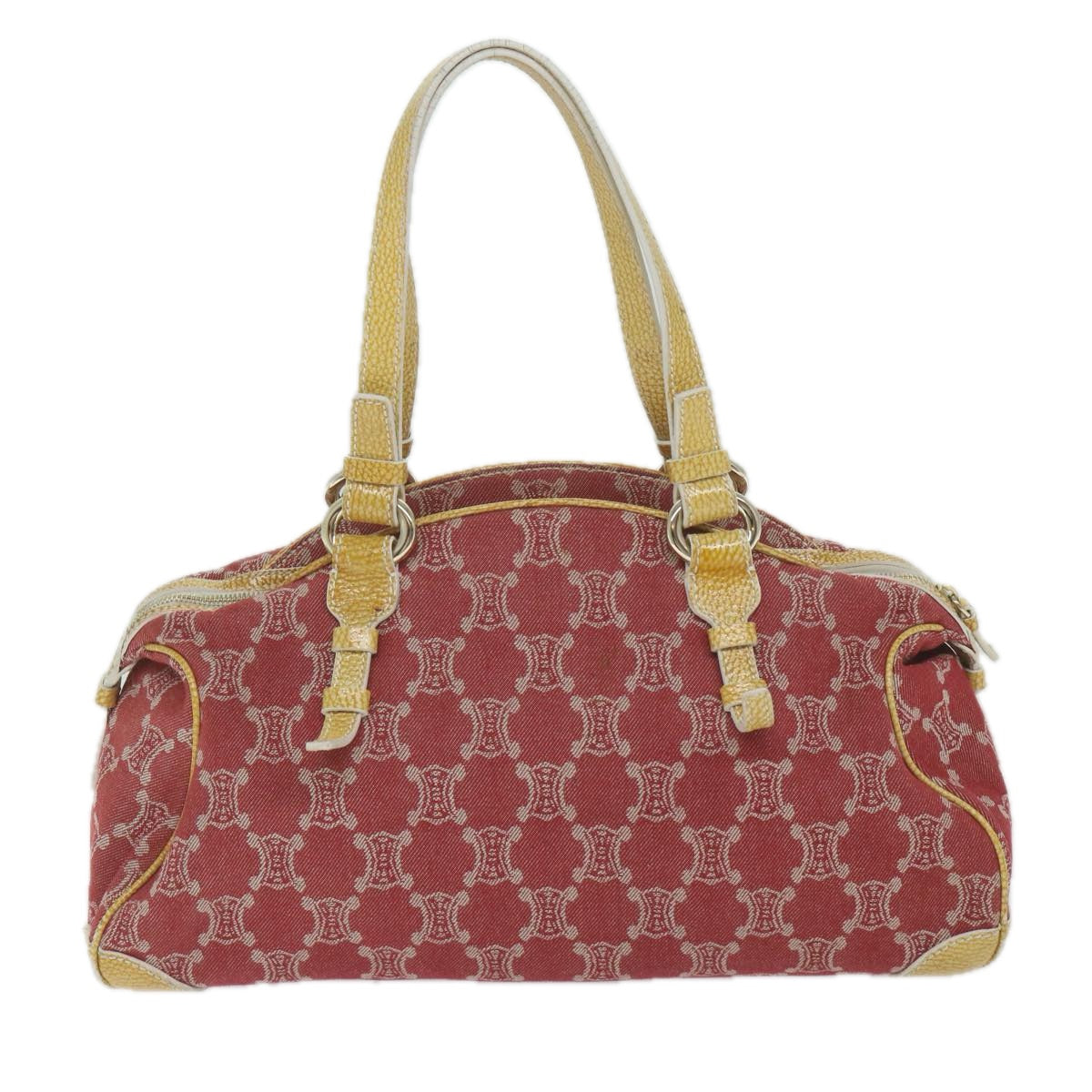 CELINE Paris Macadam Canvas Shoulder Bag Red Auth yk9681 - 0