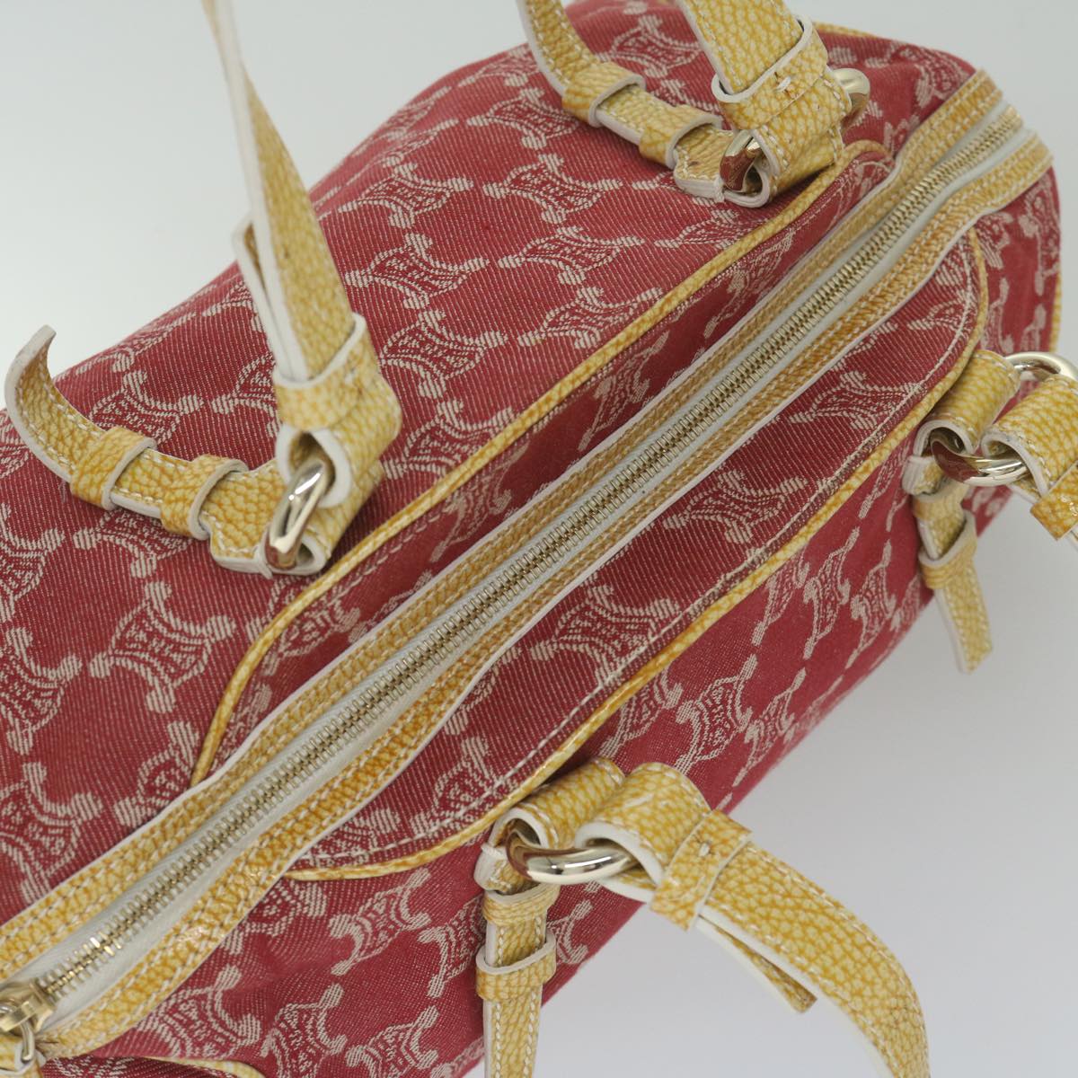 CELINE Paris Macadam Canvas Shoulder Bag Red Auth yk9681