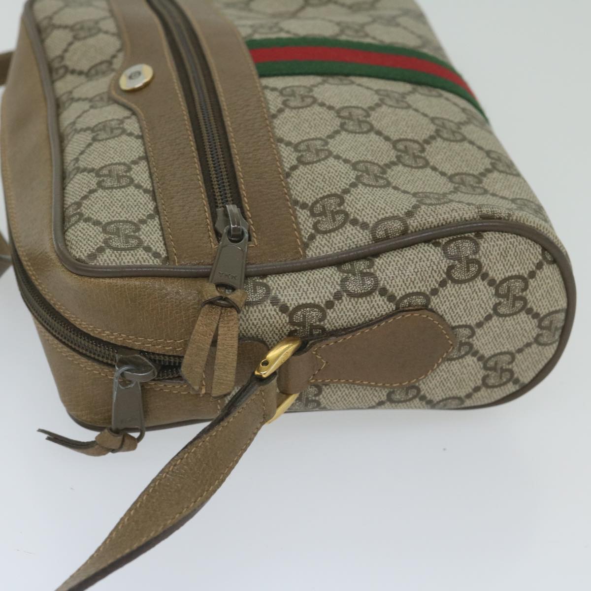 GUCCI GG Supreme Web Sherry Line Shoulder Bag Beige Red 56 02 004 Auth yk9683