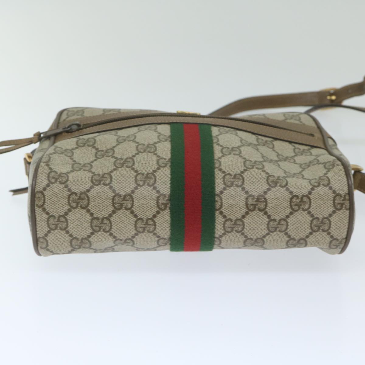 GUCCI GG Supreme Web Sherry Line Shoulder Bag Beige Red 56 02 004 Auth yk9683