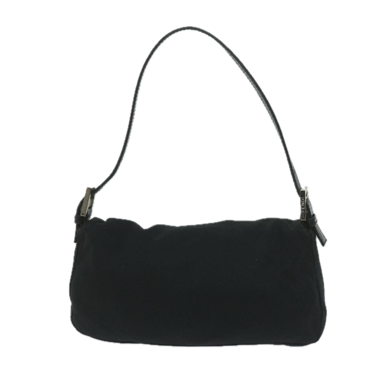 FENDI Mamma Baguette Shoulder Bag Nylon Black 2355 26424 008 Auth yk9685