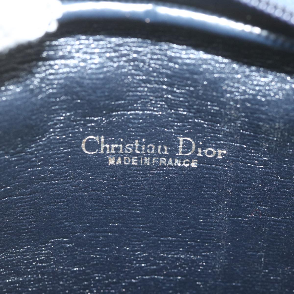 Christian Dior Trotter Canvas Chain Shoulder Bag Navy Auth yk9686