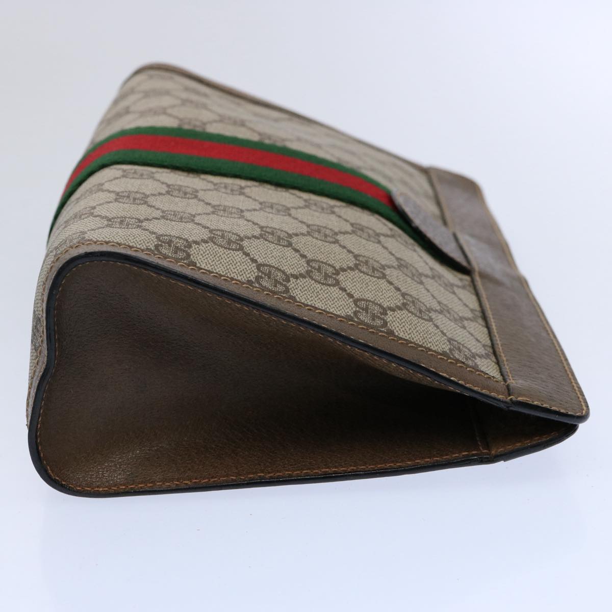 GUCCI GG Supreme Web Sherry Line Clutch Bag Beige Green 89 01 002 Auth yk9700