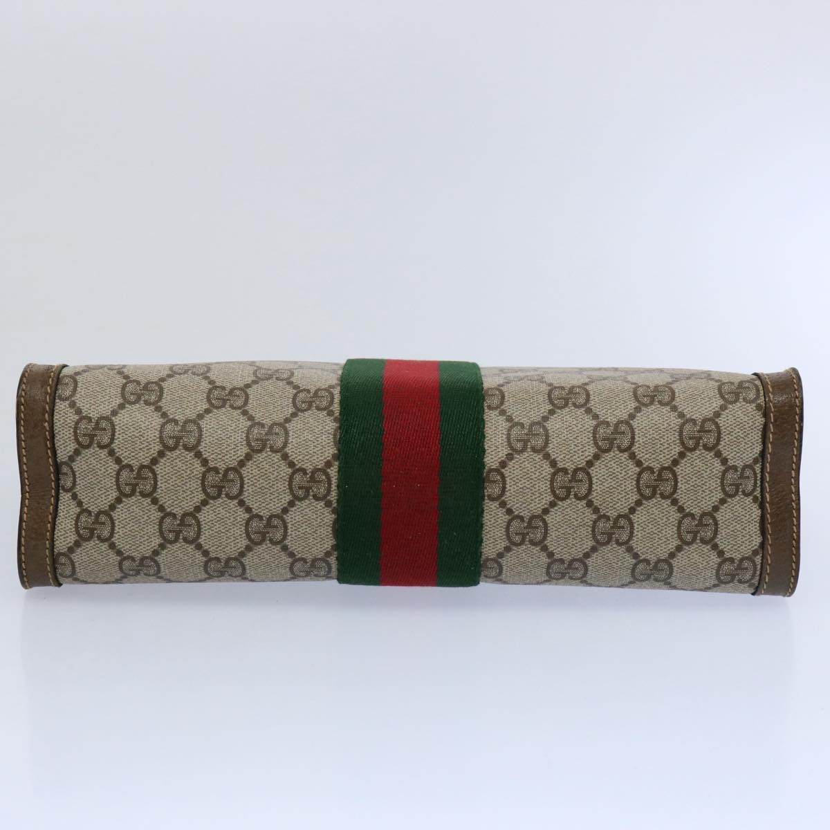 GUCCI GG Supreme Web Sherry Line Clutch Bag Beige Green 89 01 002 Auth yk9700