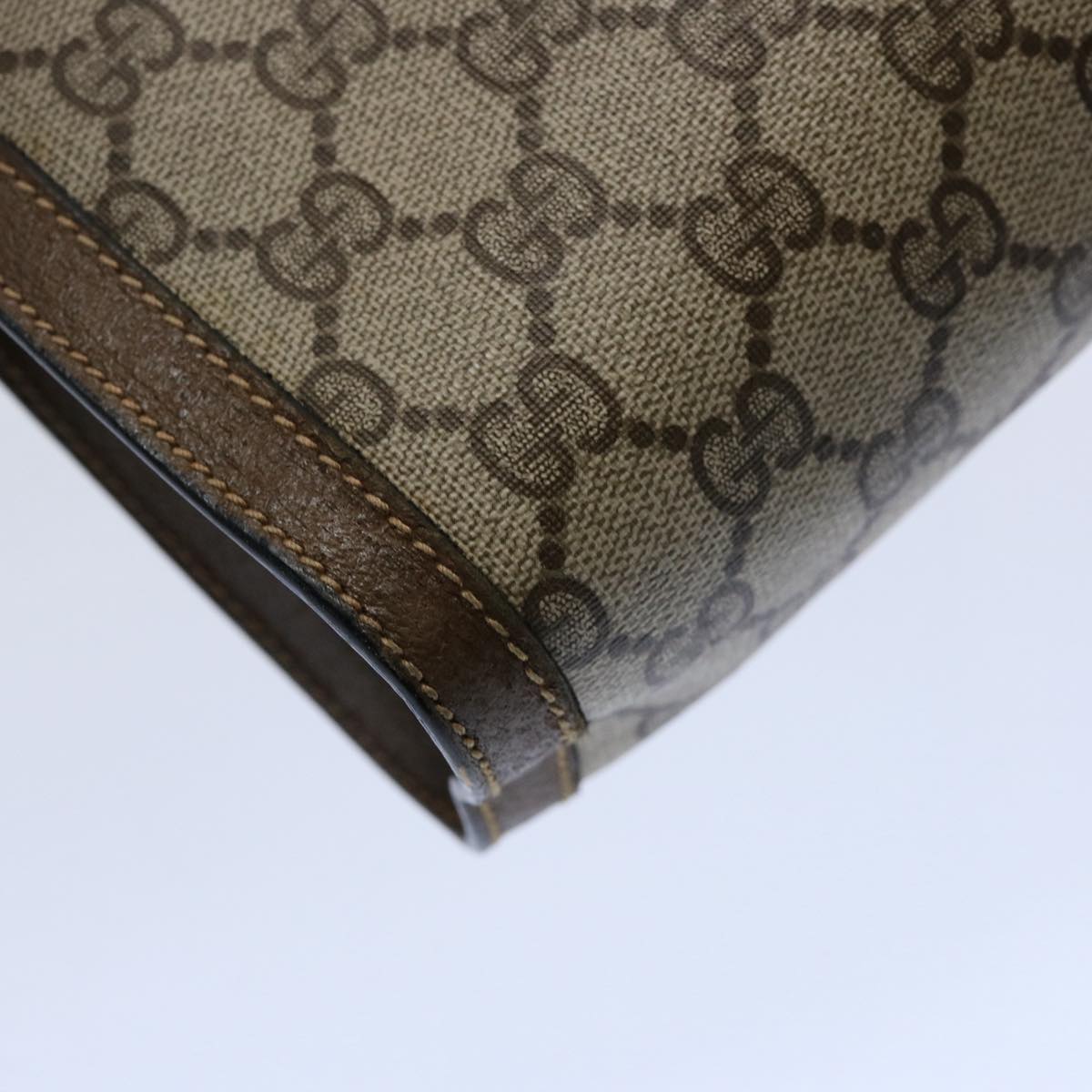 GUCCI GG Supreme Web Sherry Line Clutch Bag Beige Green 89 01 002 Auth yk9700