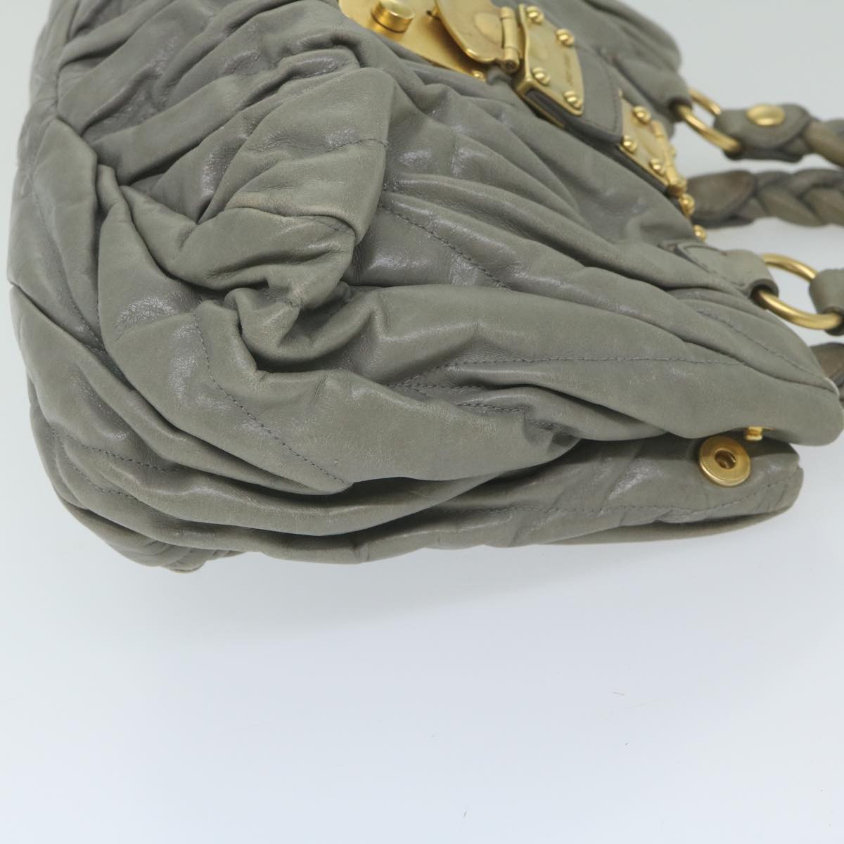 Miu Miu Materasse Hand Bag Leather Gray Auth yk9718