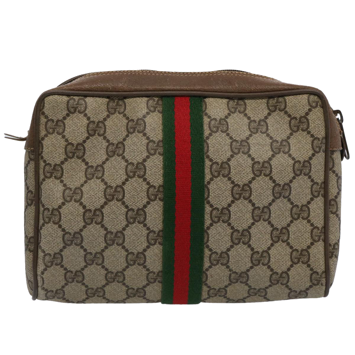 GUCCI GG Supreme Web Sherry Line Clutch Bag Beige Red 89 01 012 Auth yk9732 - 0