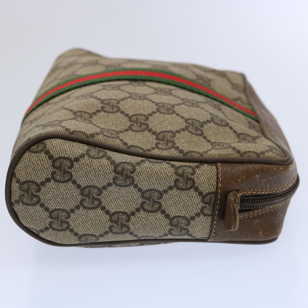 GUCCI GG Supreme Web Sherry Line Clutch Bag Beige Red 89 01 012 Auth yk9732