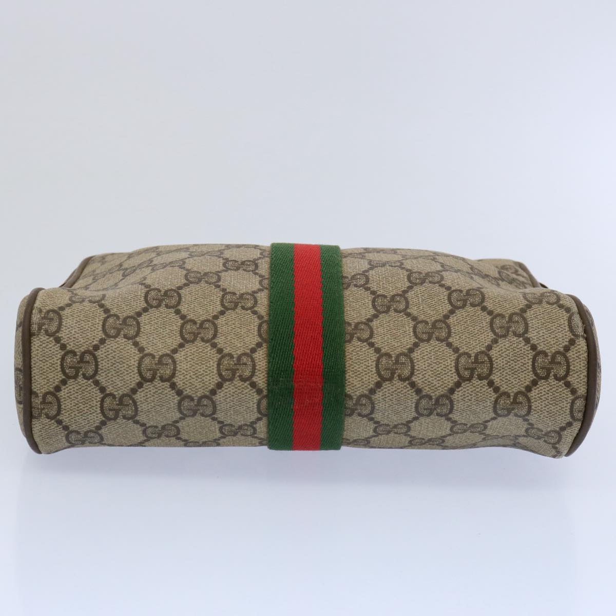 GUCCI GG Supreme Web Sherry Line Clutch Bag Beige Red 89 01 012 Auth yk9732