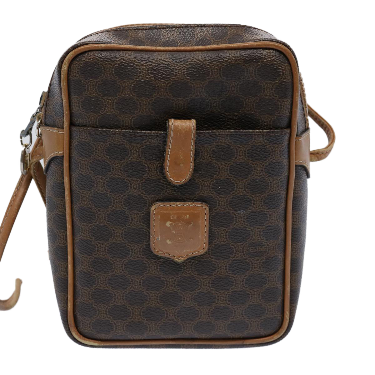 CELINE Macadam Canvas Shoulder Bag PVC Leather Brown Auth yk9733 - 0