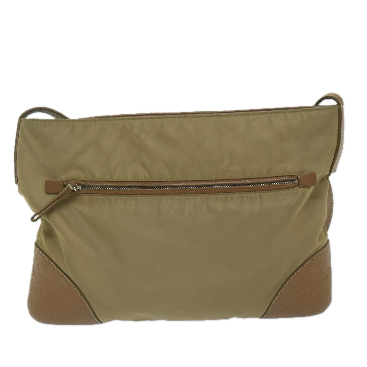 PRADA Shoulder Bag Nylon Beige Auth yk9734