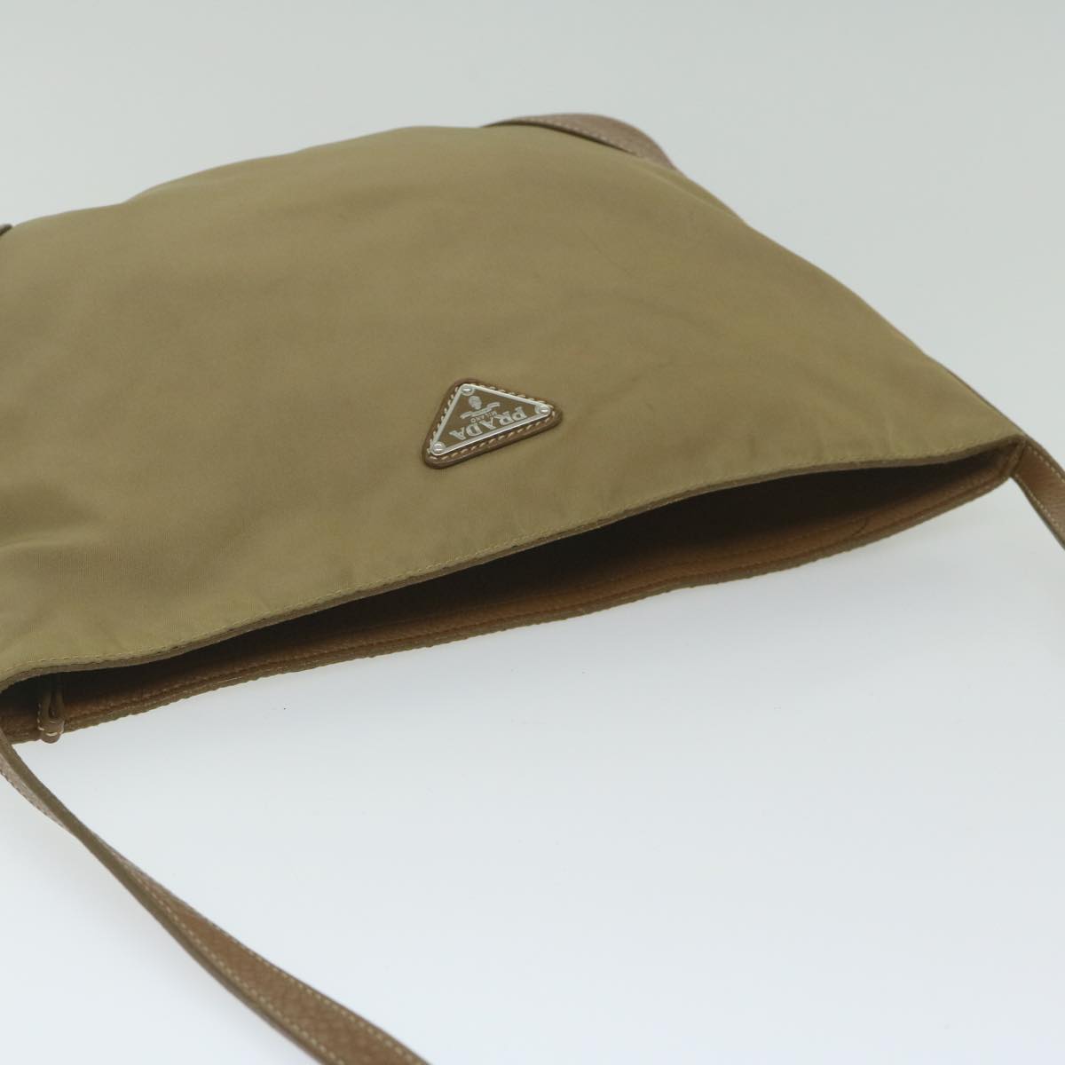 PRADA Shoulder Bag Nylon Beige Auth yk9734