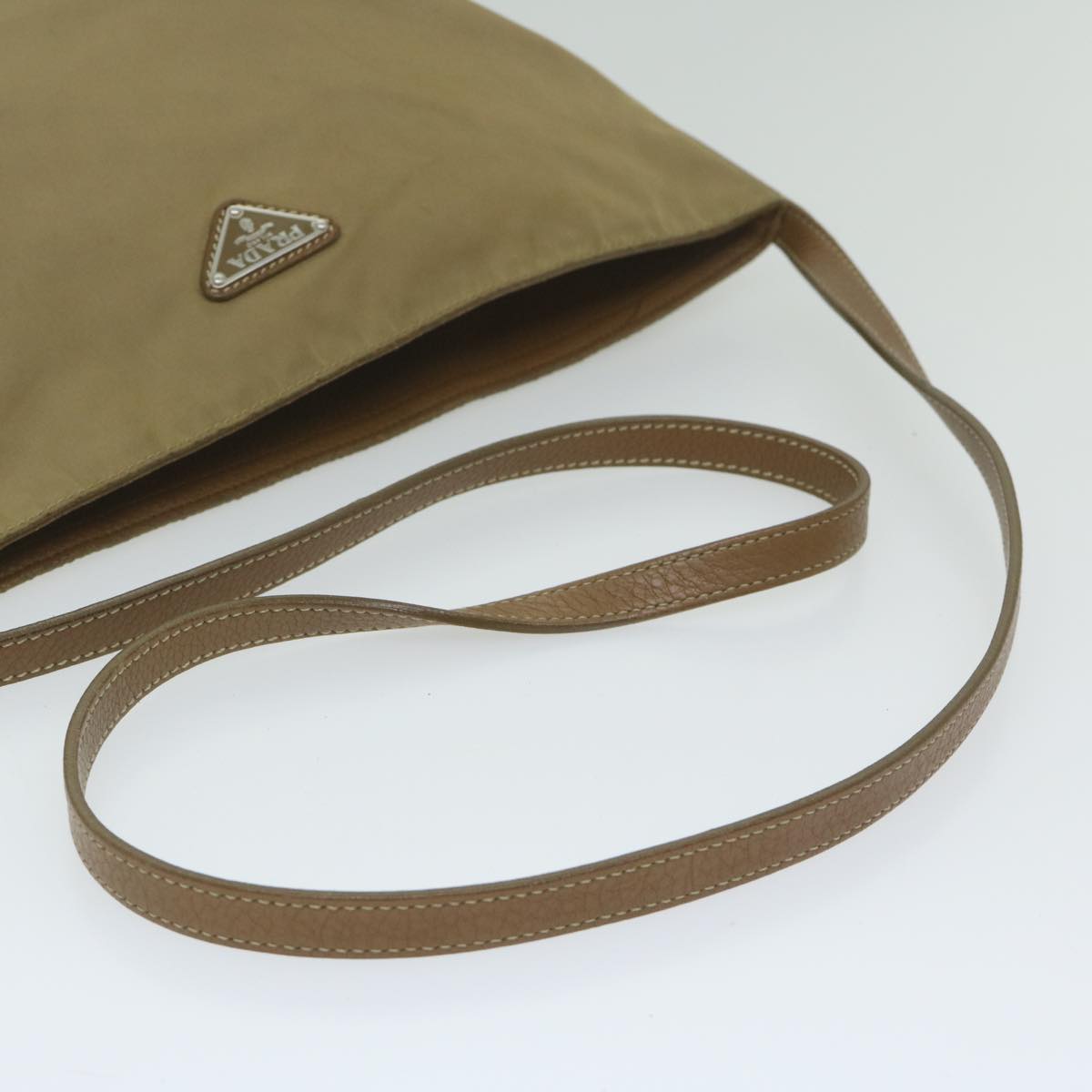 PRADA Shoulder Bag Nylon Beige Auth yk9734