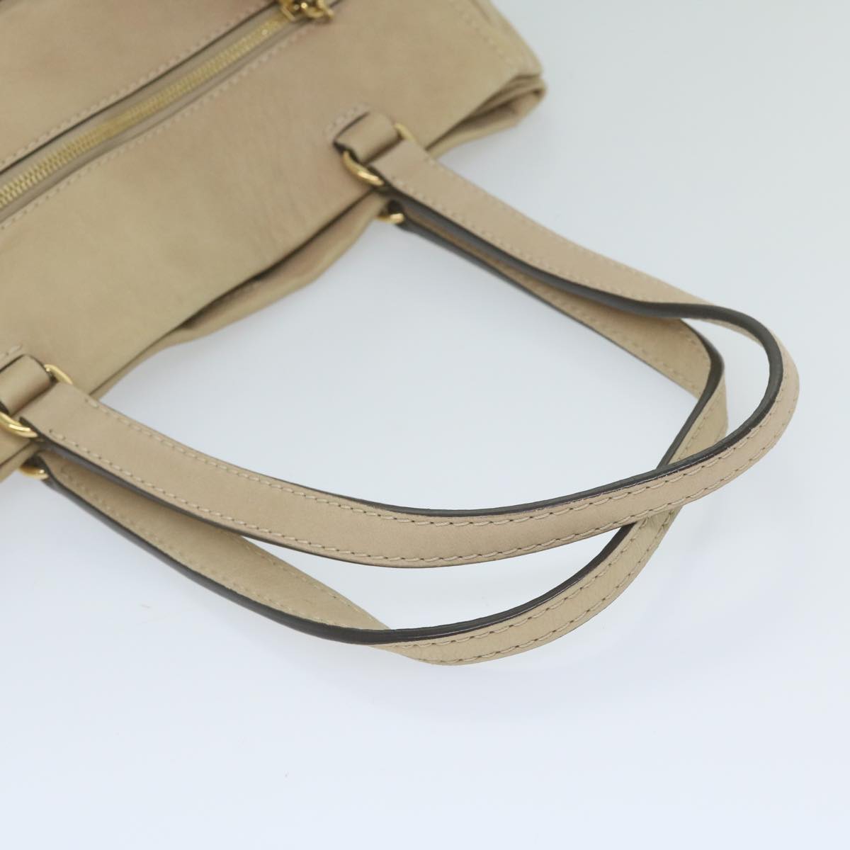 LOEWE Tote Bag Leather Beige Auth yk9737