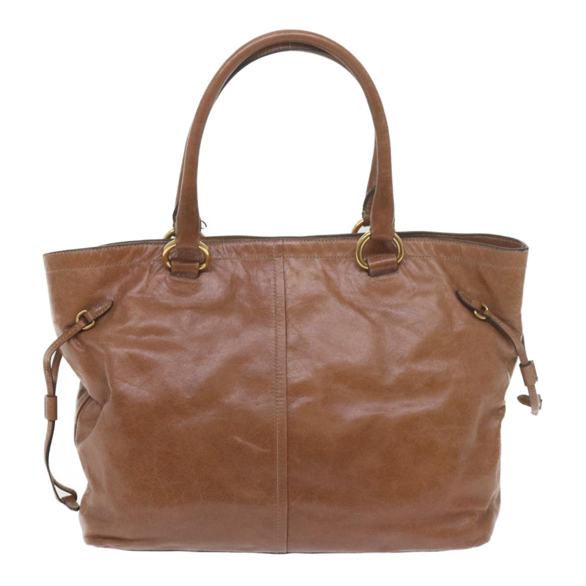 PRADA Tote Bag Leather Brown Auth yk9743 - 0