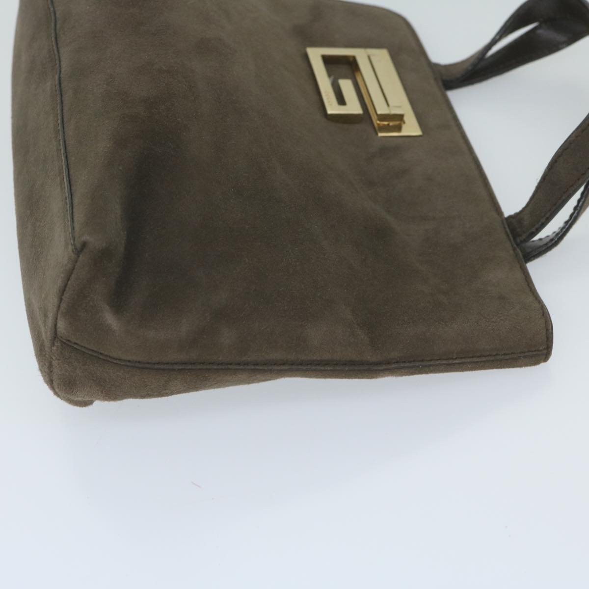 GUCCI Hand Bag Suede Brown Auth yk9744