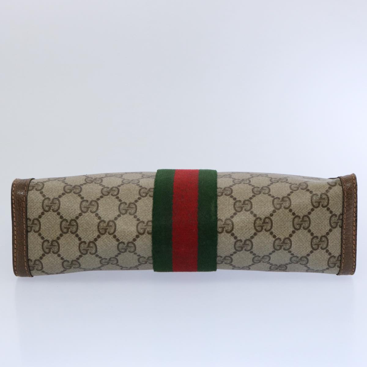 GUCCI GG Supreme Web Sherry Line Clutch Bag Beige Red 89 01 002 Auth yk9751