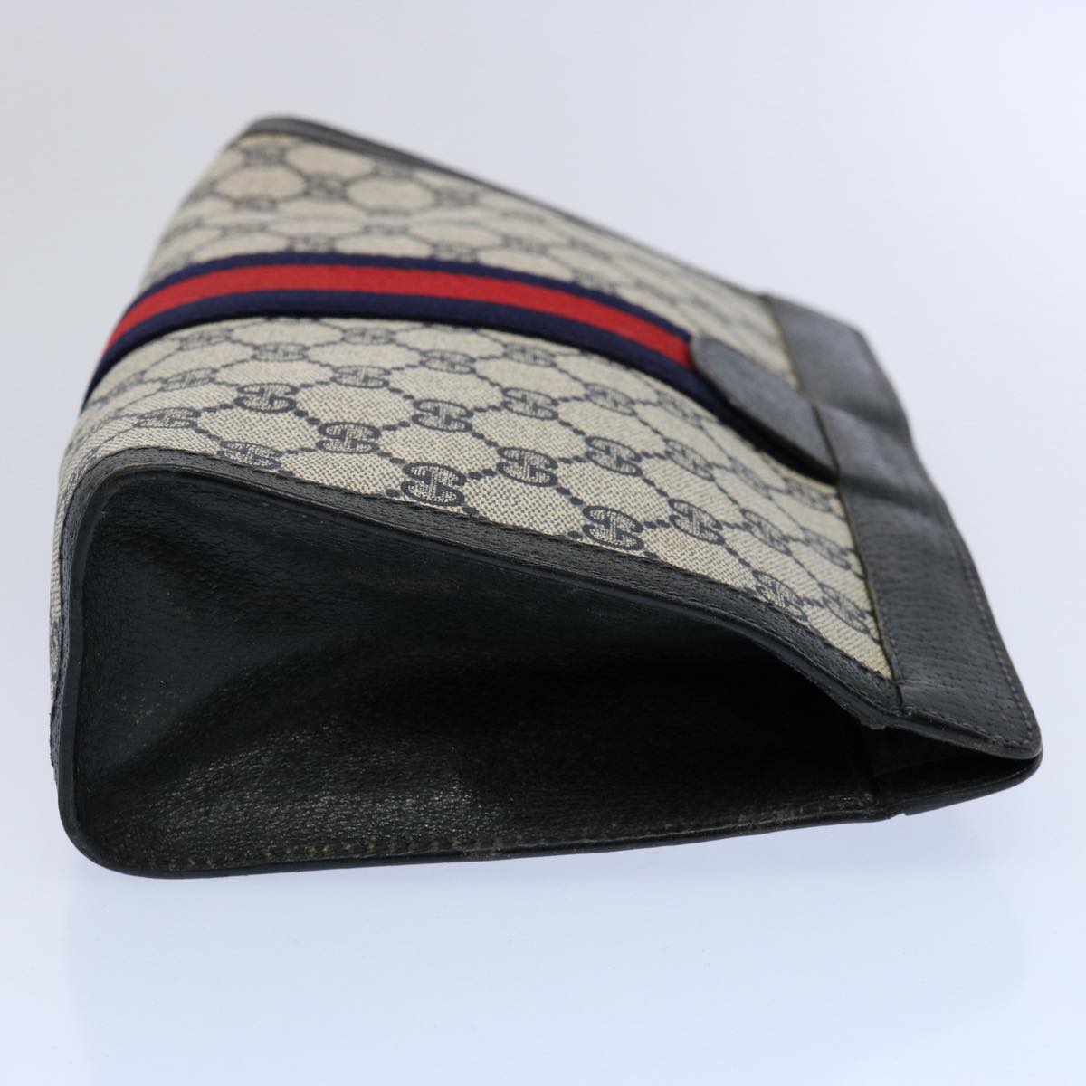 GUCCI GG Supreme Sherry Line Clutch Bag Red Navy 89 01 002 Auth yk9754