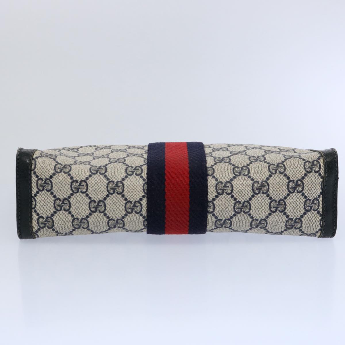 GUCCI GG Supreme Sherry Line Clutch Bag Red Navy 89 01 002 Auth yk9754