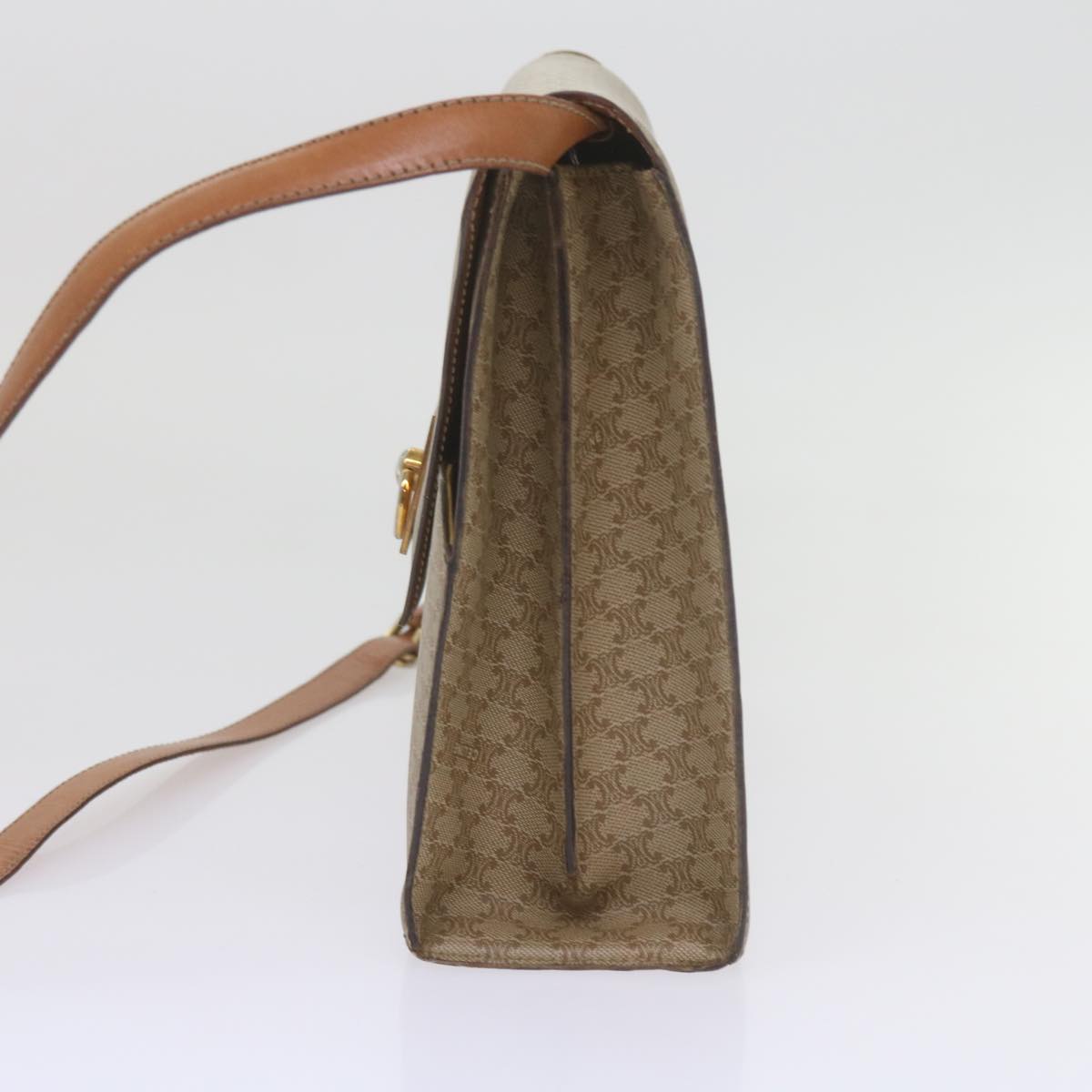 CELINE Macadam Canvas Shoulder Bag PVC Beige Brown Auth yk9762