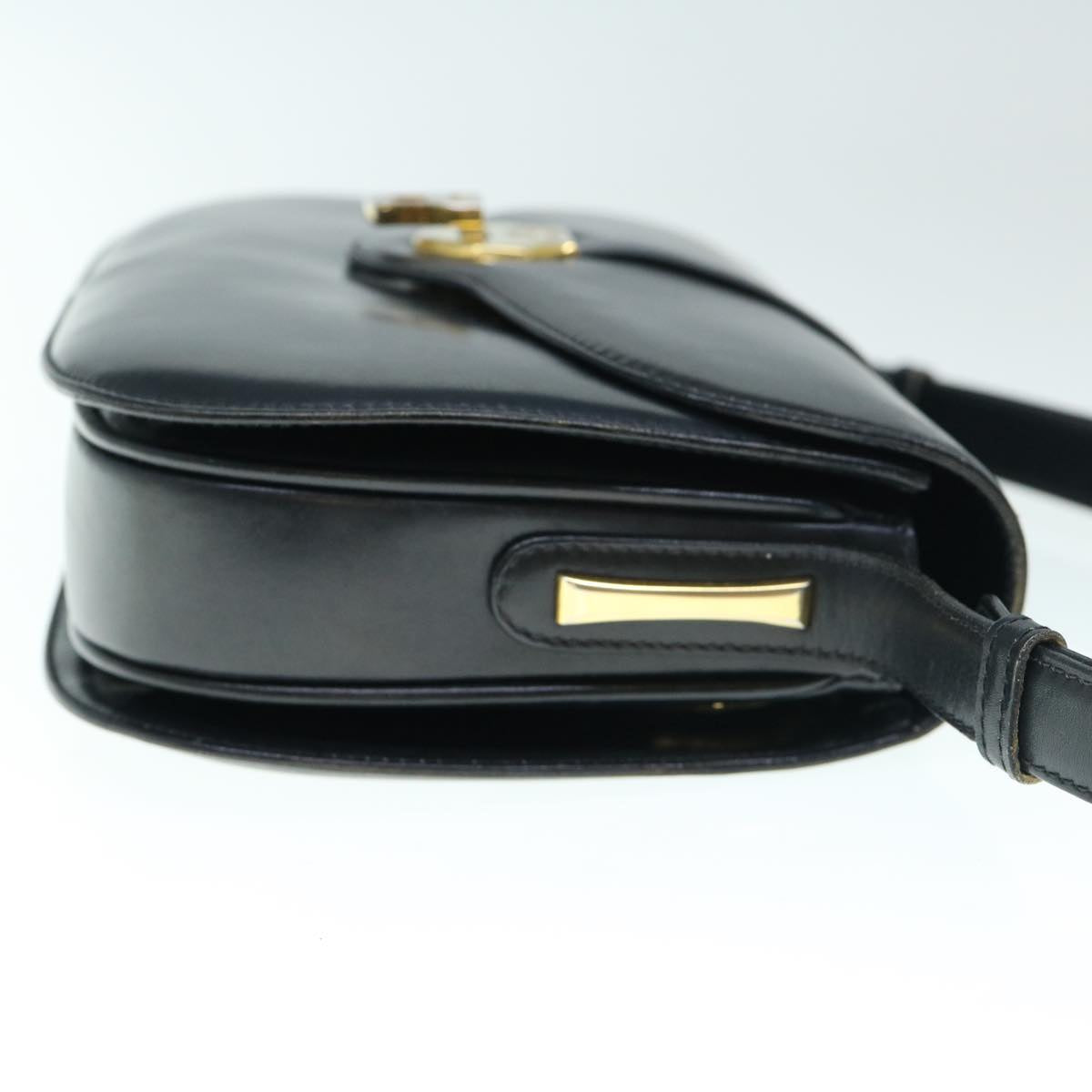 GUCCI Interlocking Shoulder Bag Leather Black Auth yk9764