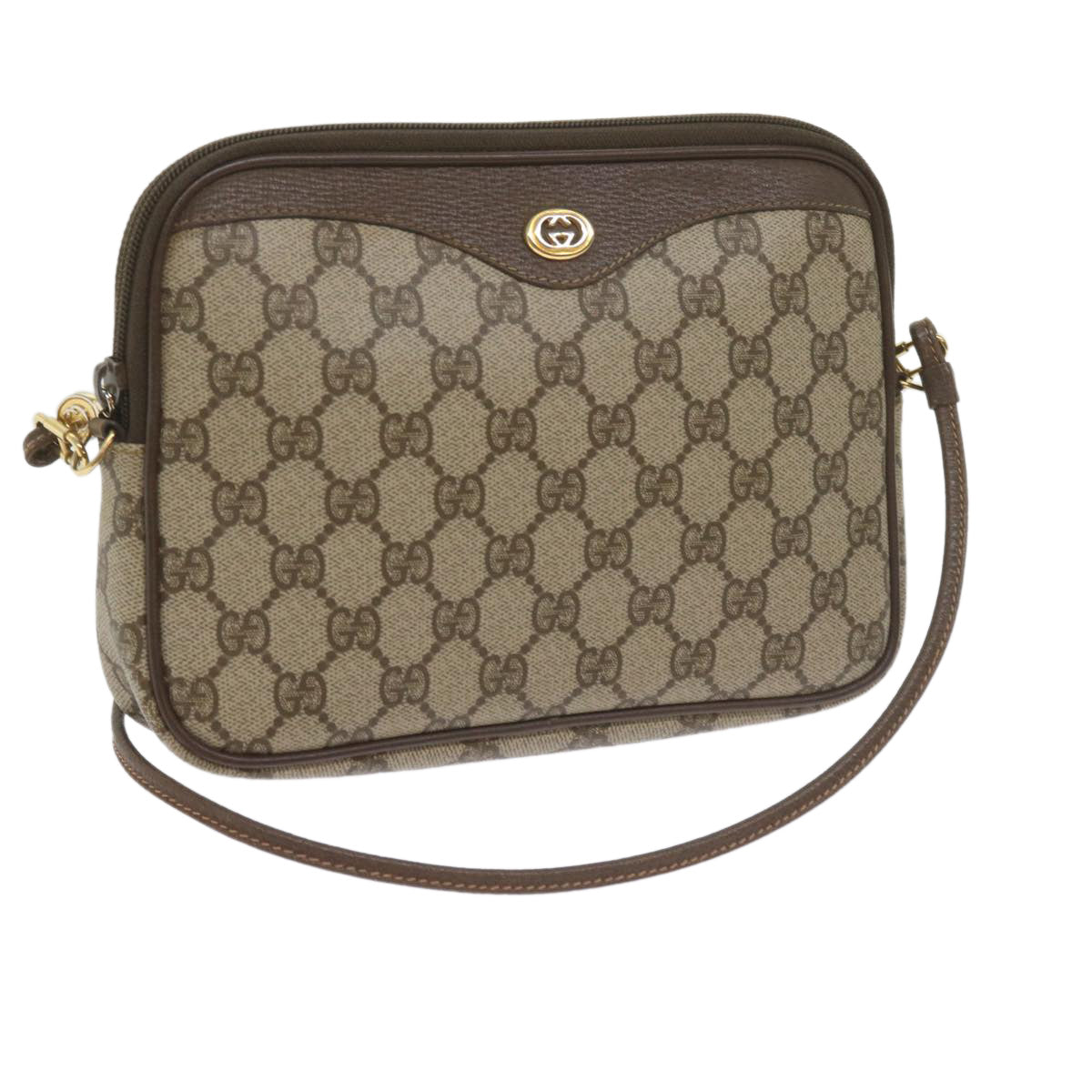 GUCCI GG Canvas Shoulder Bag PVC Beige Auth yk9779