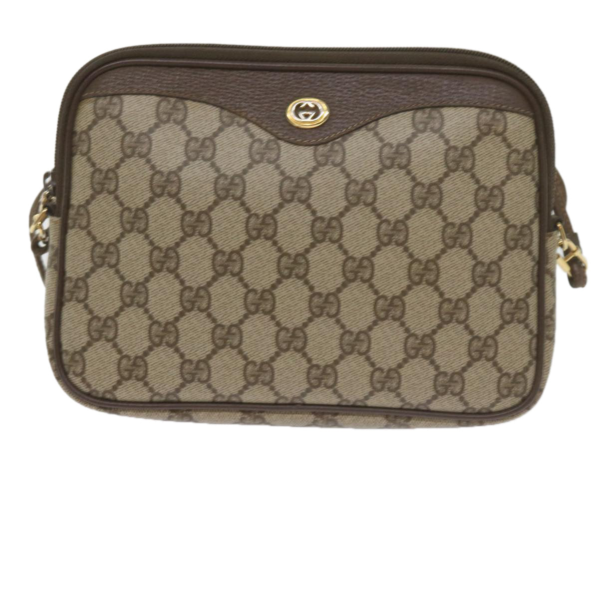 GUCCI GG Canvas Shoulder Bag PVC Beige Auth yk9779