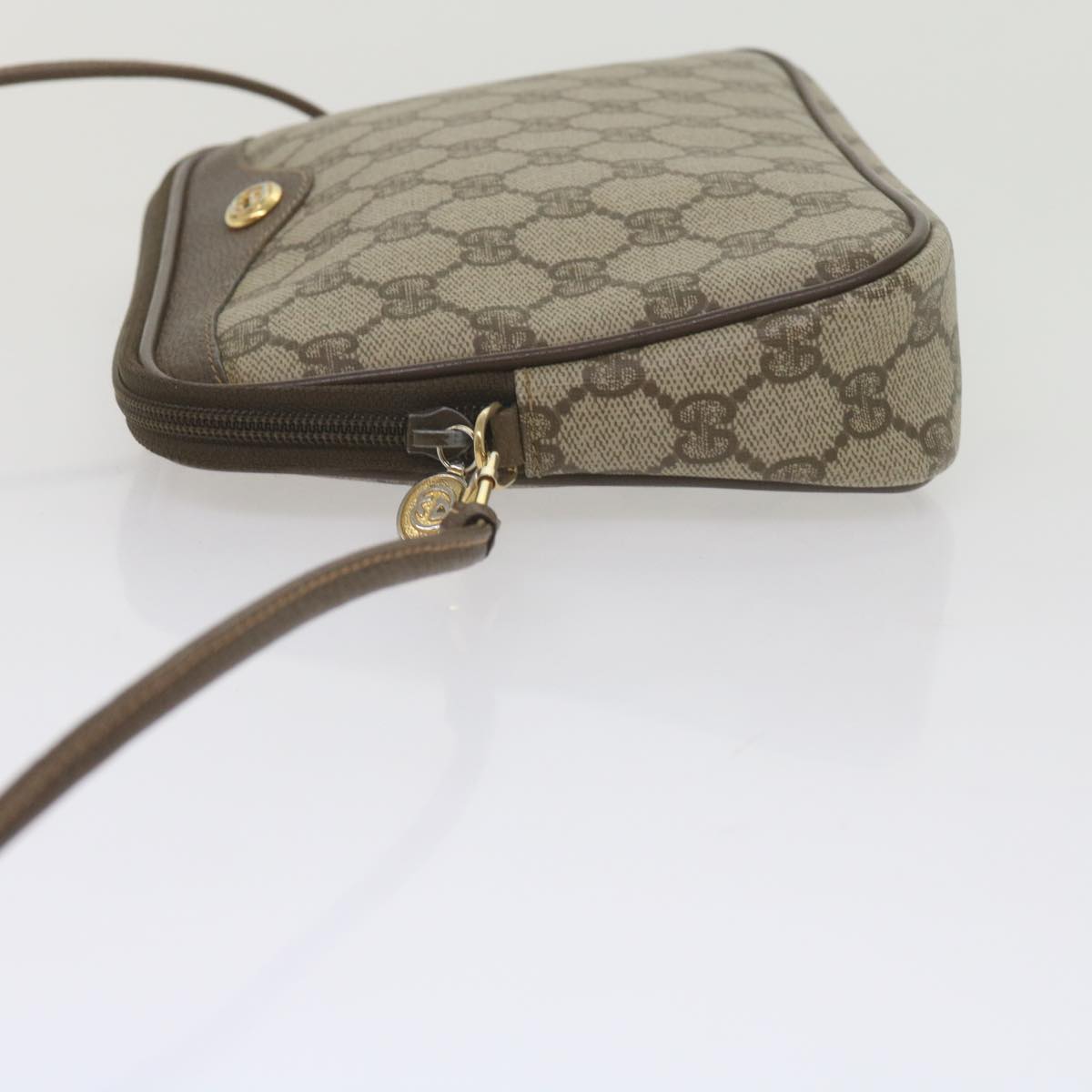 GUCCI GG Canvas Shoulder Bag PVC Beige Auth yk9779