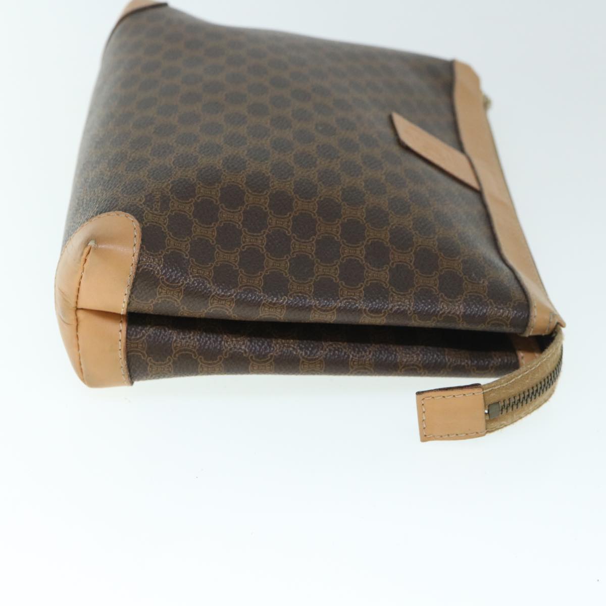 CELINE Macadam Canvas Clutch Bag PVC Leather Brown Auth yk9795