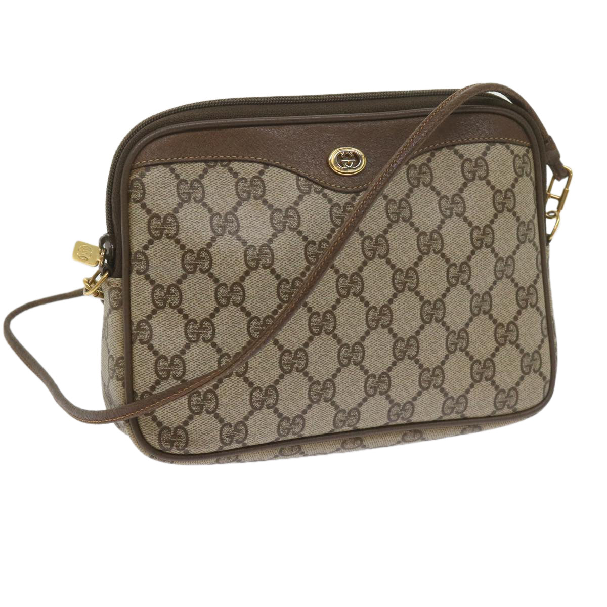 GUCCI GG Canvas Shoulder Bag PVC Beige Auth yk9820