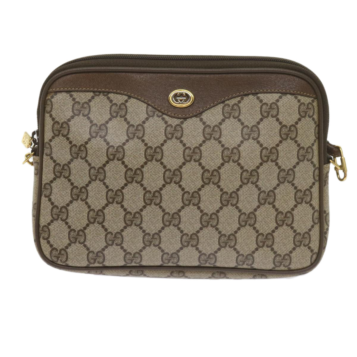 GUCCI GG Canvas Shoulder Bag PVC Beige Auth yk9820