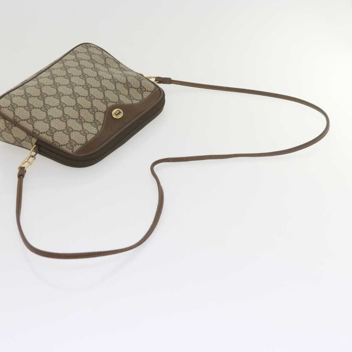 GUCCI GG Canvas Shoulder Bag PVC Beige Auth yk9820