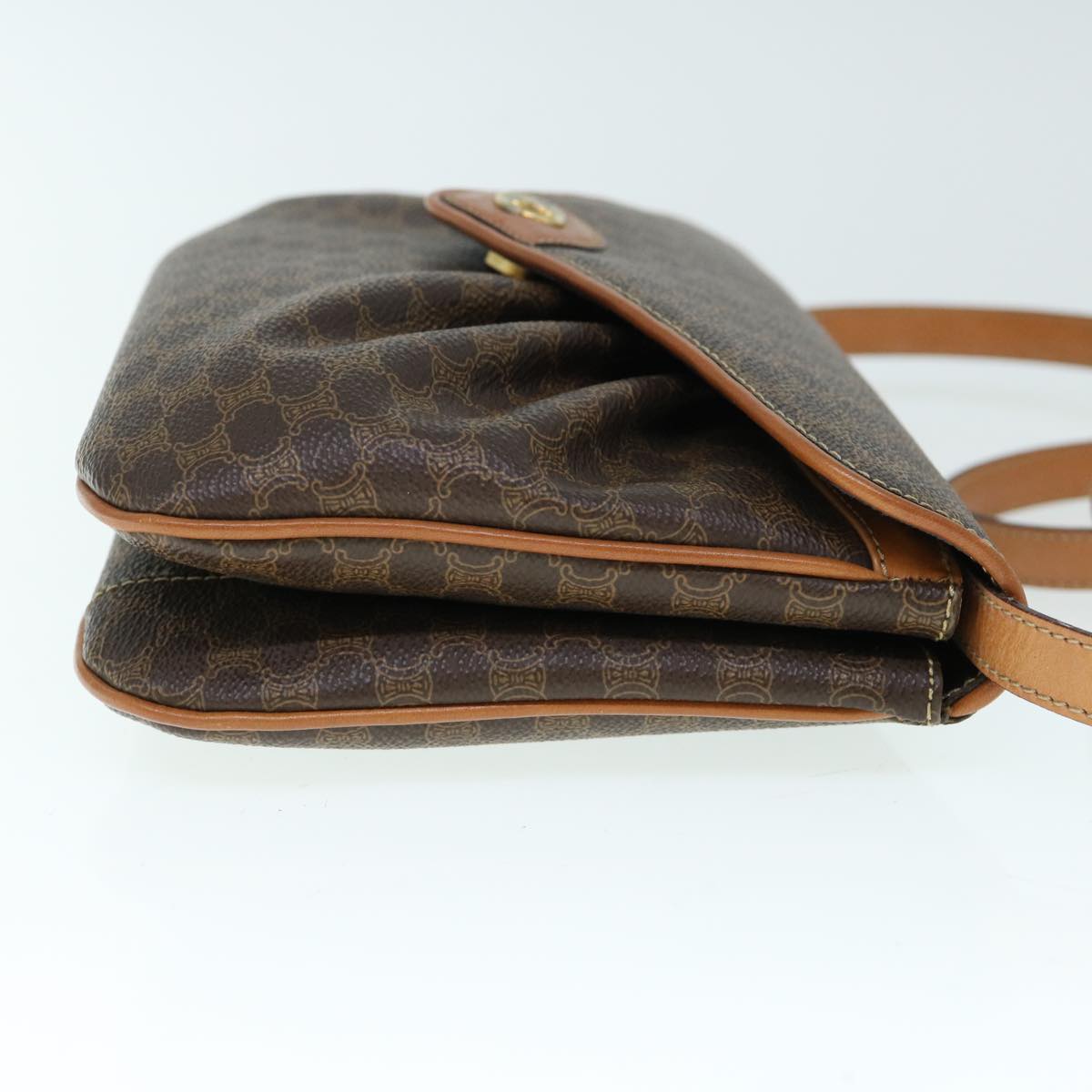 CELINE Macadam Canvas Shoulder Bag PVC Brown Auth yk9824