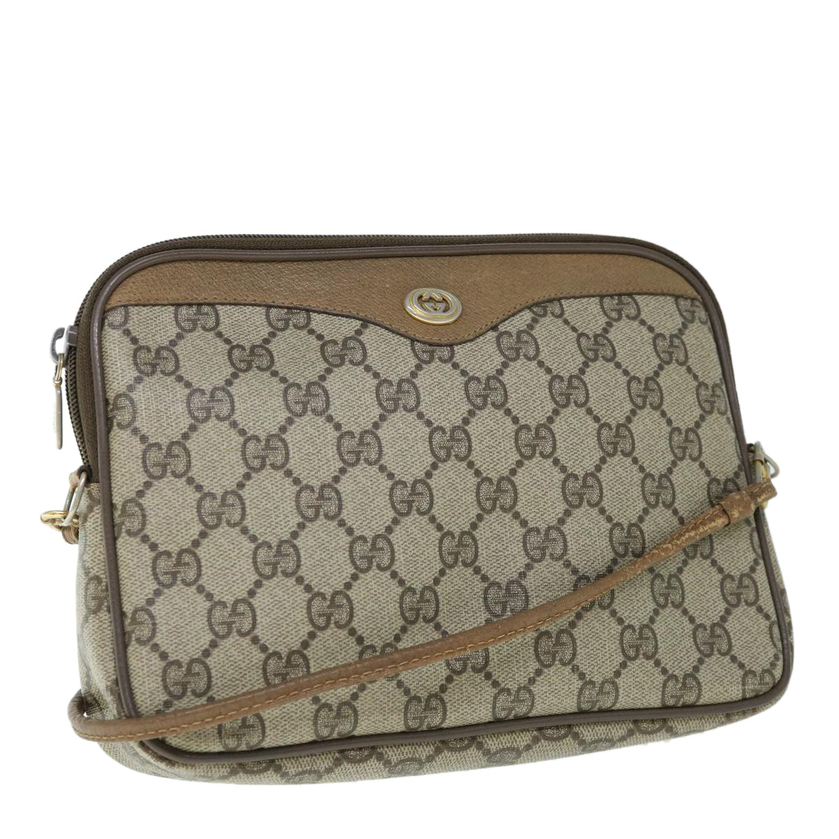 GUCCI GG Canvas Shoulder Bag PVC Beige Auth yk9829