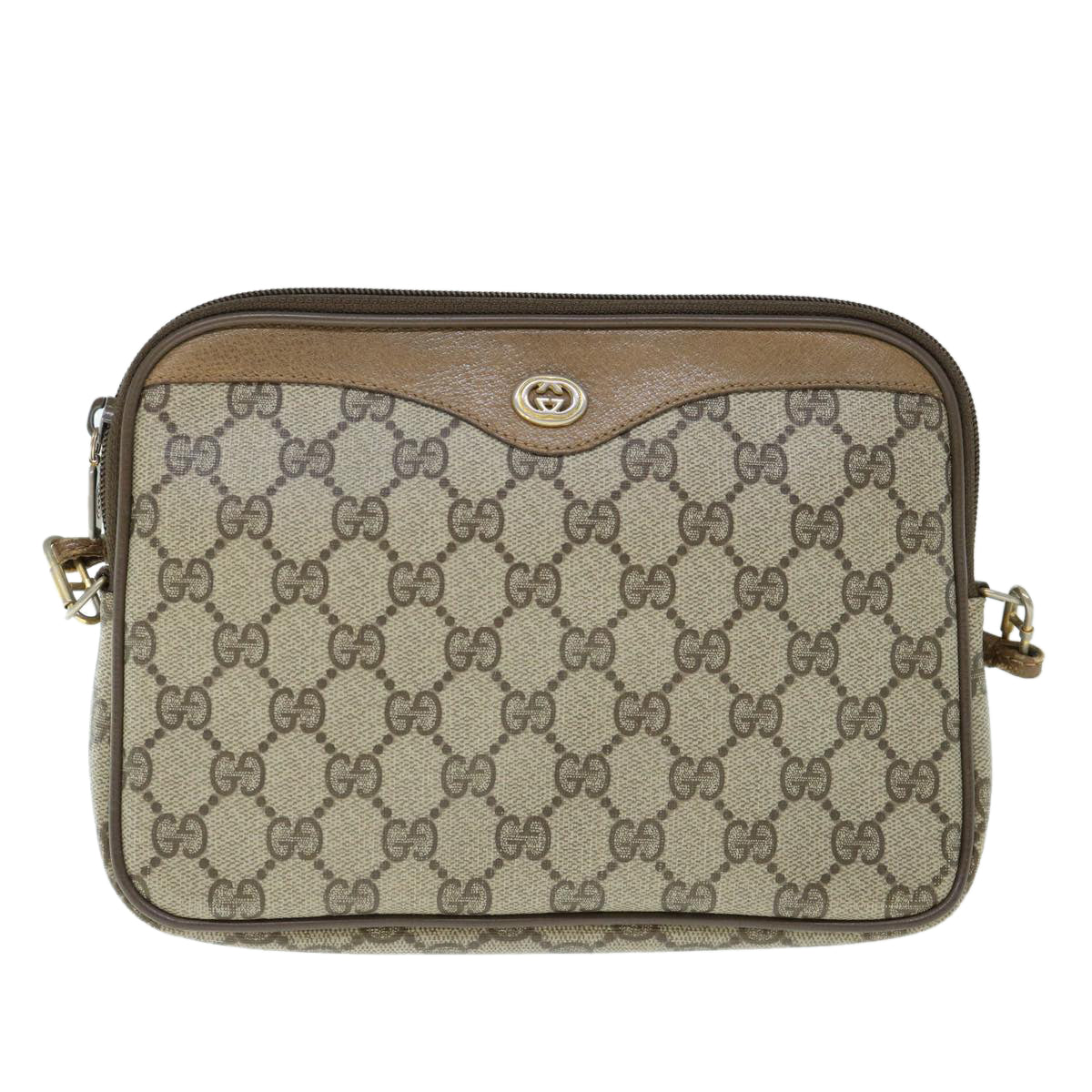 GUCCI GG Canvas Shoulder Bag PVC Beige Auth yk9829